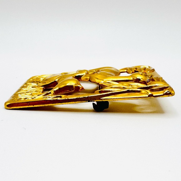 Antique Sterling Silver Coro Brooch Gold Vermeil Figural Deer Doe Fawn Pin - Picture 4 of 13